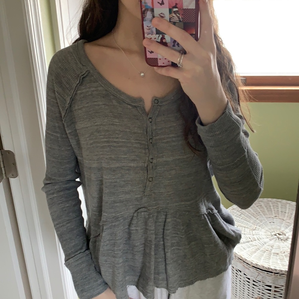 Waffled peplum top